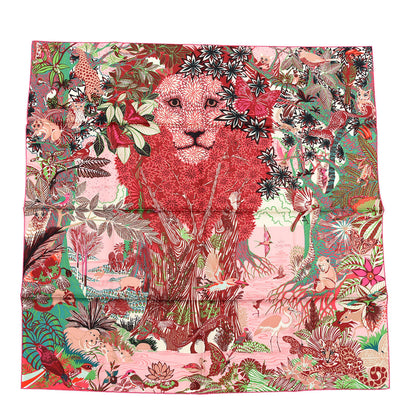 Hermes Silk Wild Singapore Scarf 90 Rose Vert Bordeaux 1 of 4