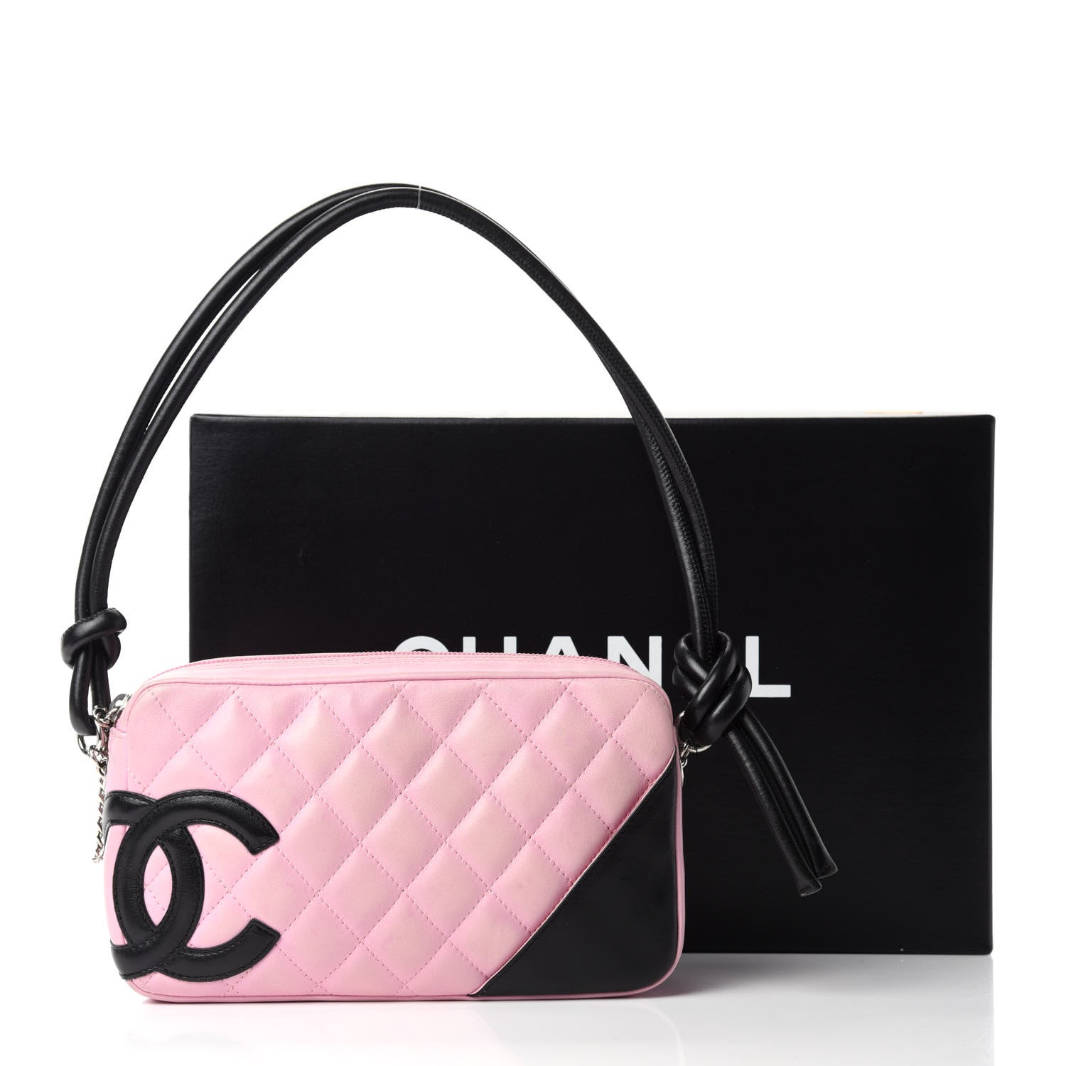 Chanel Calfskin Quilted Cambon Pochette Pink Black 12 of 12