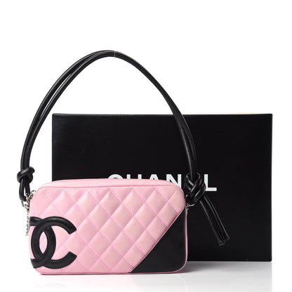 Chanel Calfskin Quilted Cambon Pochette Pink Black 12 of 12