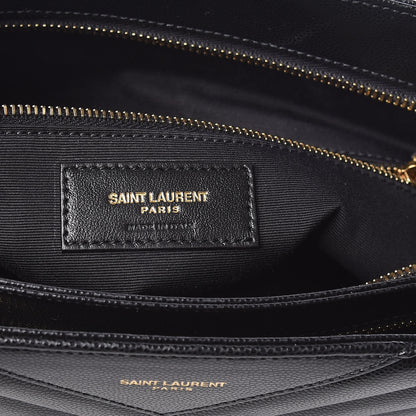 Saint Laurent Grain De Poudre Matelasse Chevron Medium Tribeca Shopping Bag Black 6 of 14