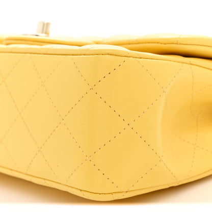 Chanel Lambskin Quilted Mini Rectangular Flap Yellow 10 of 11