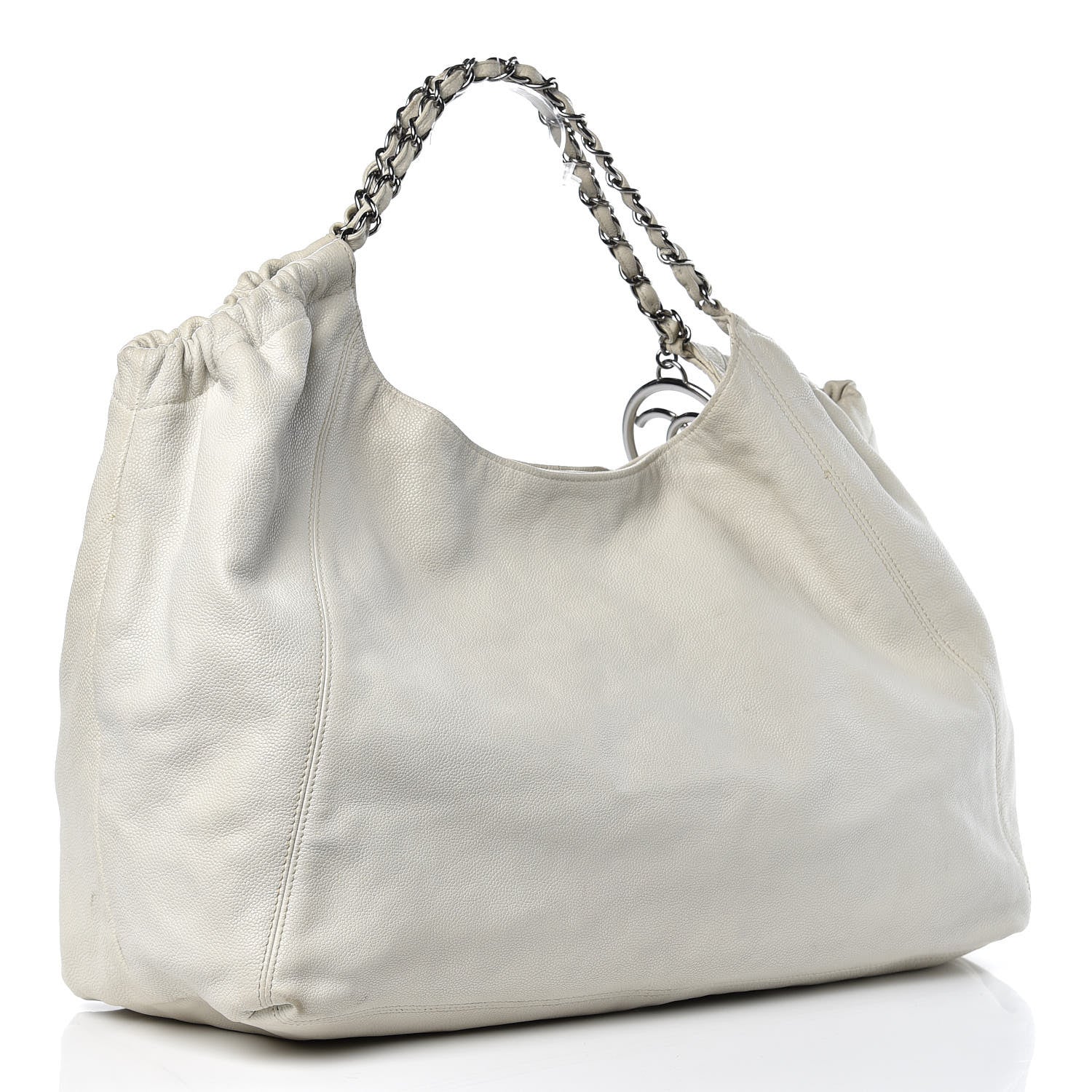 Chanel Distressed Caviar XL Coco Cabas White 3 of 16