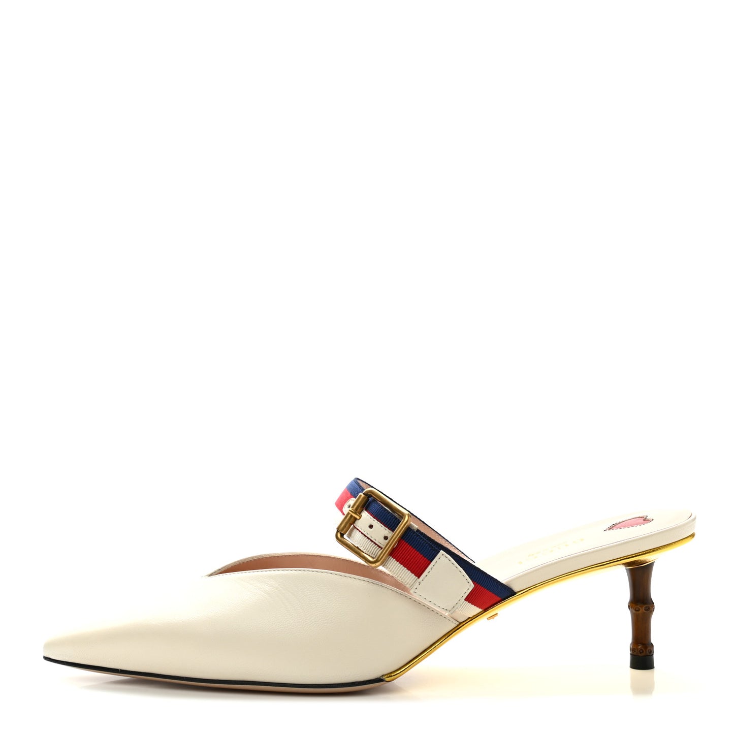 Malaga Kid Sylvie Web Bamboo Low Heel Mules 41 White