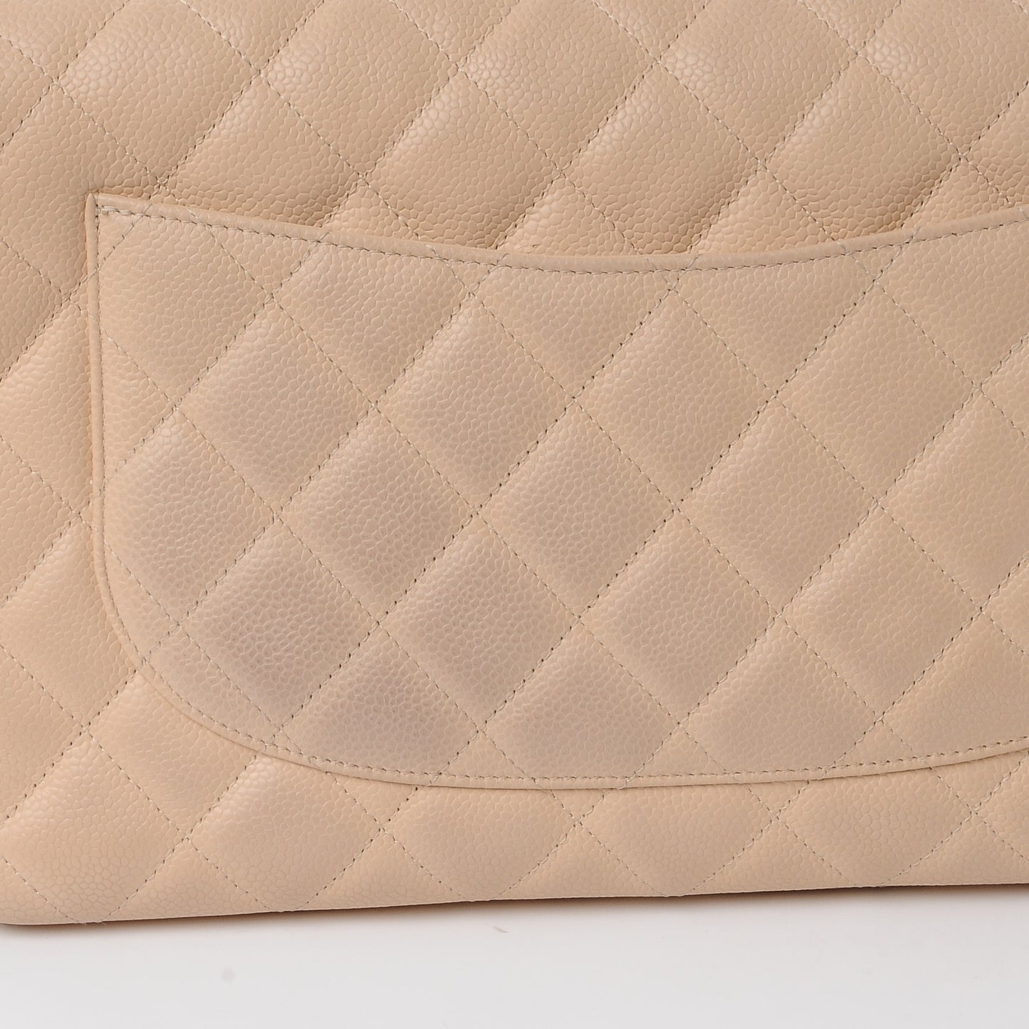Caviar Quilted Jumbo Single Flap Beige Clair