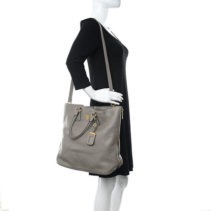 Prada Vitello Daino Zippered Tote Argilla 2 of 14