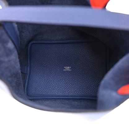 Hermes Taurillon Clemence Swift Eclat Picotin Lock 18 PM Bleu Brighton Capucine 5 of 11