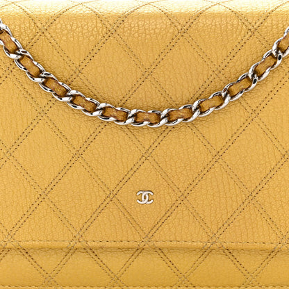 Chanel Caviar Quilted Wallet on Chain WOC Yellow 9 of 13