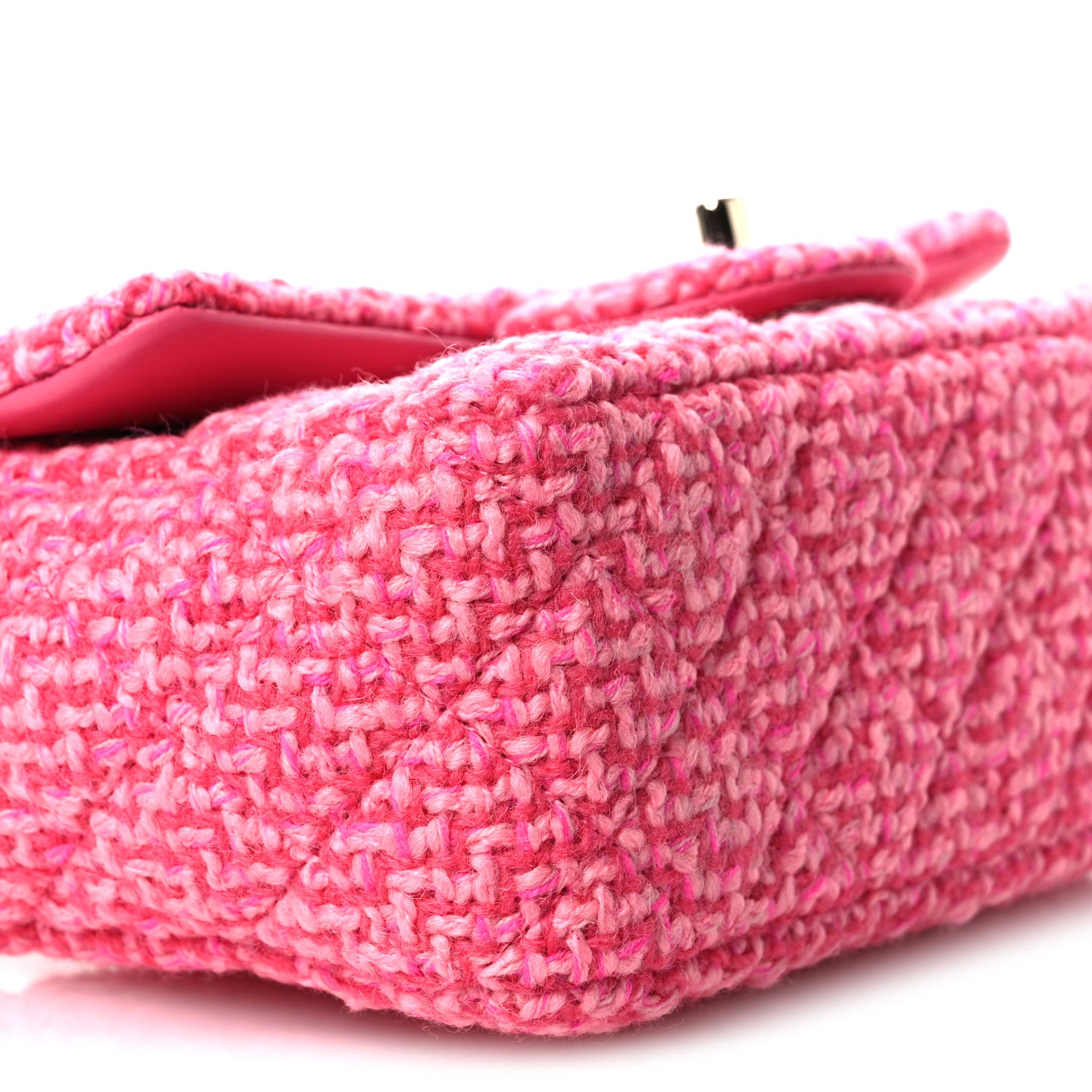 Chanel Wool Tweed Quilted Mini Rectangular Flap Dark Pink Fuchsia
