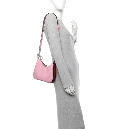 Gucci GG Crystal Coated Canvas Monogram Web Small Attache Shoulder Bag Pink 2 of 12