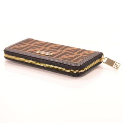 Fendi Zucca Vitello Elite Zip Around Wallet Tobacco 3 of 8