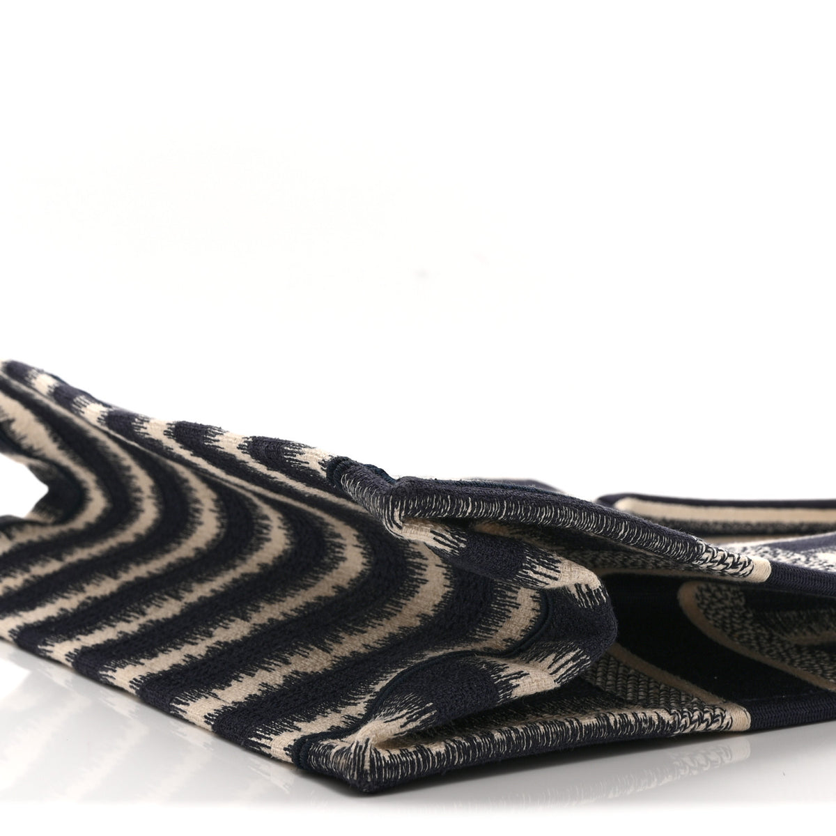 Christian Dior Canvas Embroidered Medium Striped Book Tote Navy 10 of 10