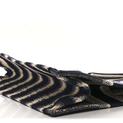 Christian Dior Canvas Embroidered Medium Striped Book Tote Navy 10 of 10