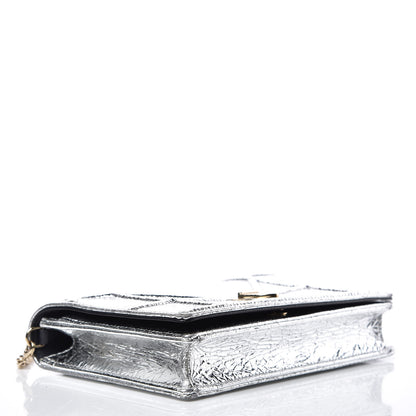 Christian Dior Metallic Ceramic Effect Deerskin Diorama Wallet on Chain Pouch Silver 4 of 8