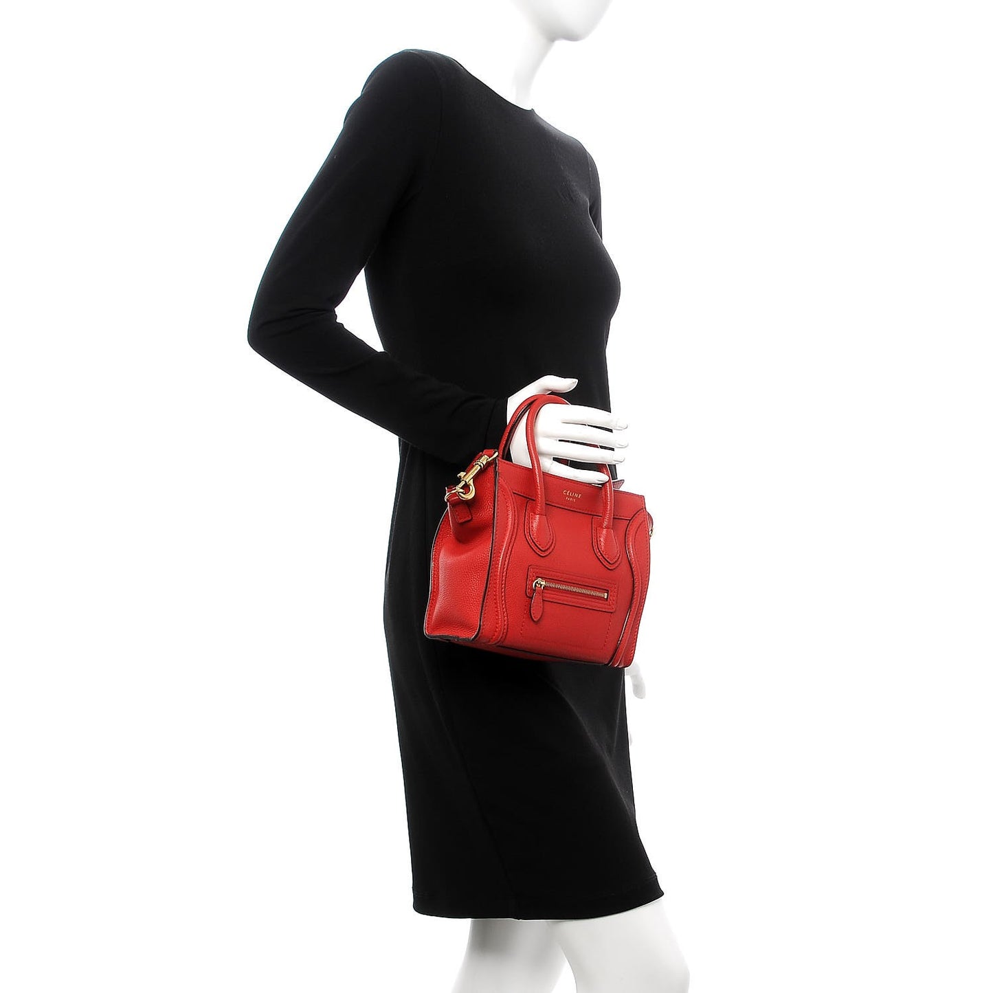 Drummed Calfskin Nano Luggage Coquelicot