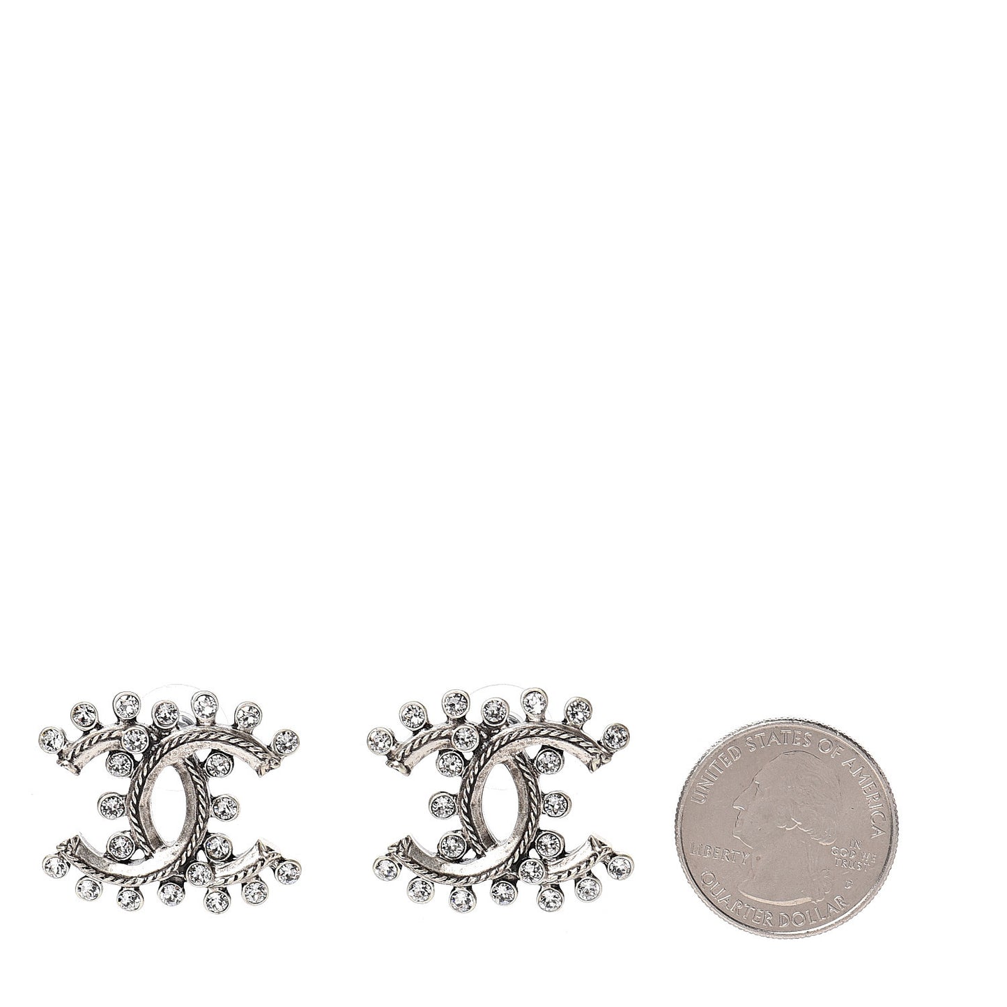 Crystal CC Earrings Silver