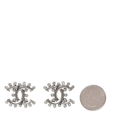 Chanel Crystal CC Earrings Silver 2 of 5