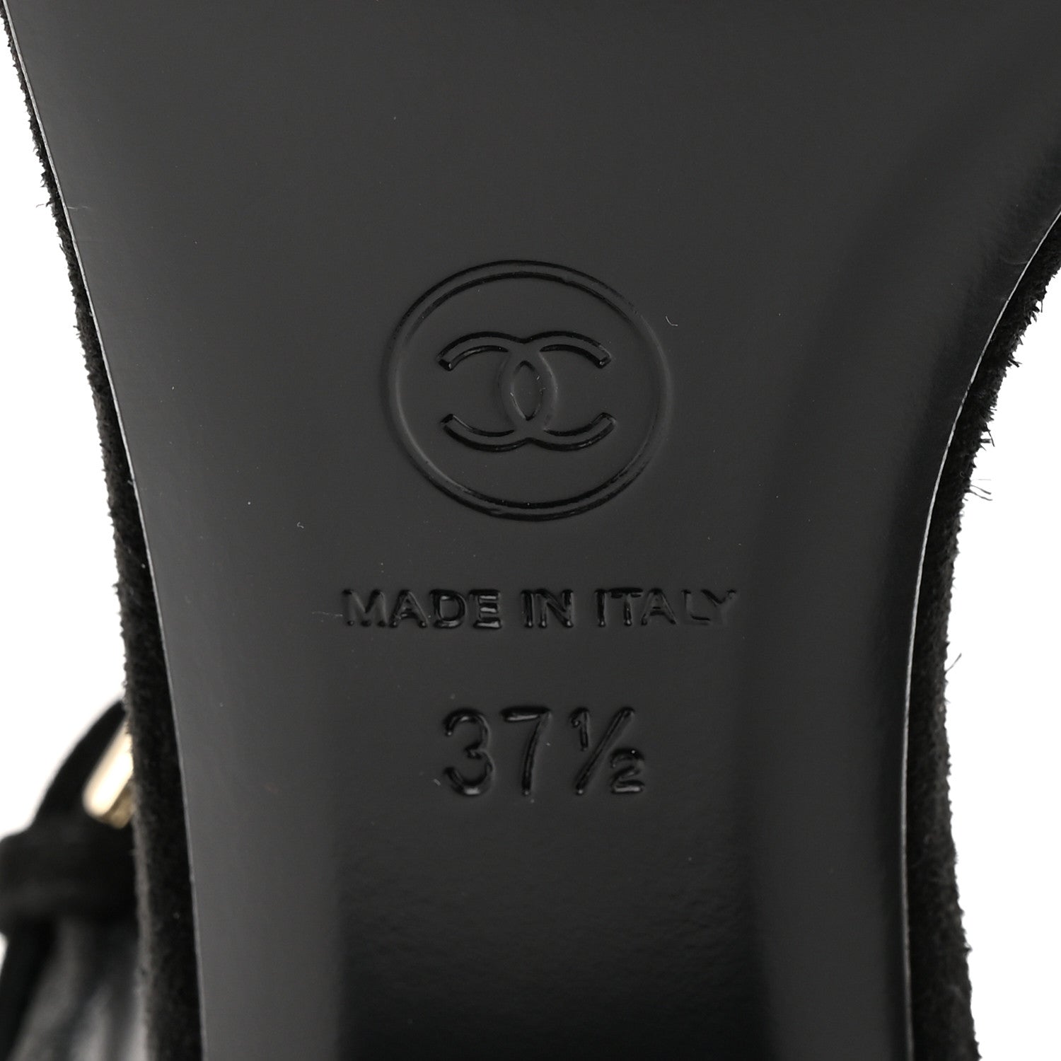 Chanel Suede Strass Ankle Strap Sandals 37.5 Black Multicolor 7 of 10