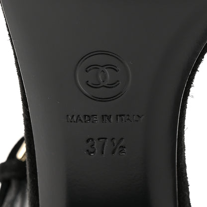 Chanel Suede Strass Ankle Strap Sandals 37.5 Black Multicolor 7 of 10
