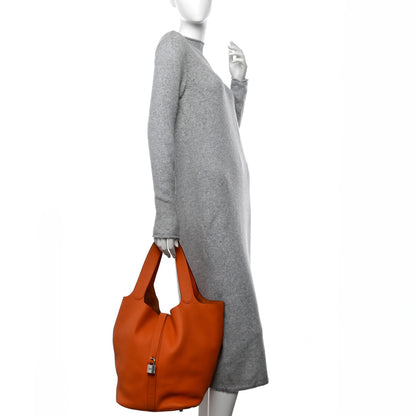 Hermes Taurillon Clemence Picotin Lock 26 GM Orange 3 of 12