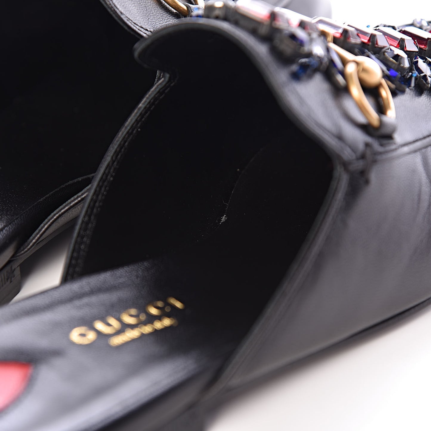 Malaga Kid Crystal Embroidered Womens Princetown Slippers 35.5 Black