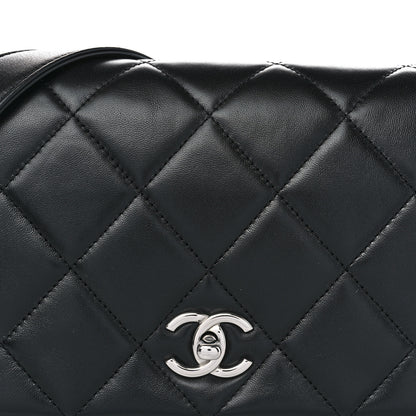 Chanel Lambskin Quilted Small Chain Rows Flap Black 8 of 11