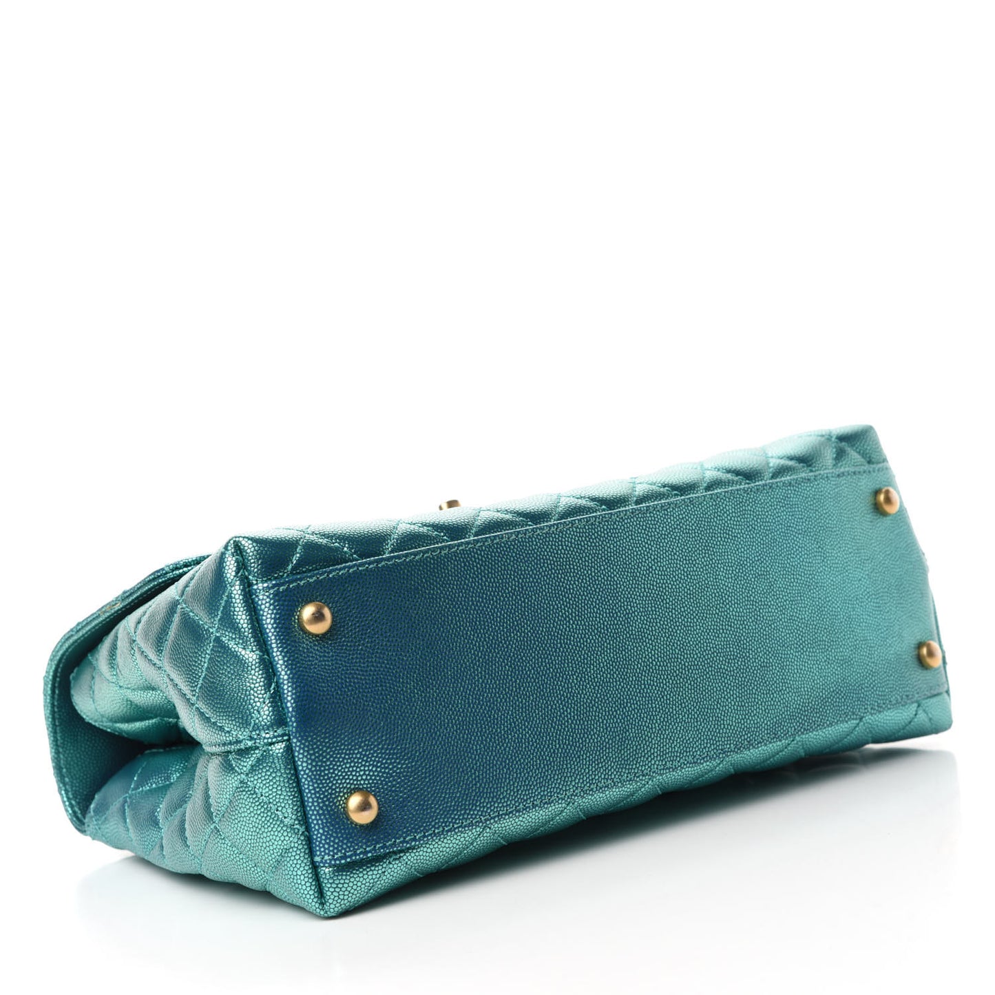 Metallic Caviar Quilted Small Coco Handle Flap Blue
