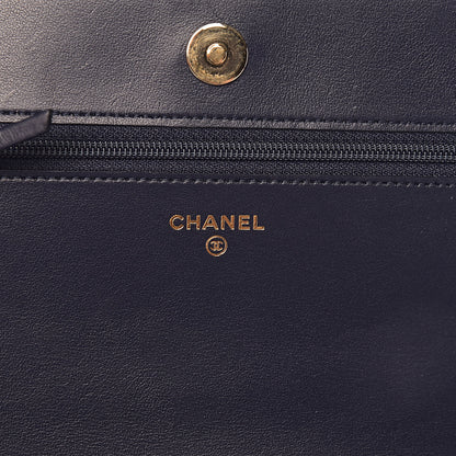 Chanel Caviar Chevron Quilted Boy Wallet On Chain WOC Blue 6 of 14