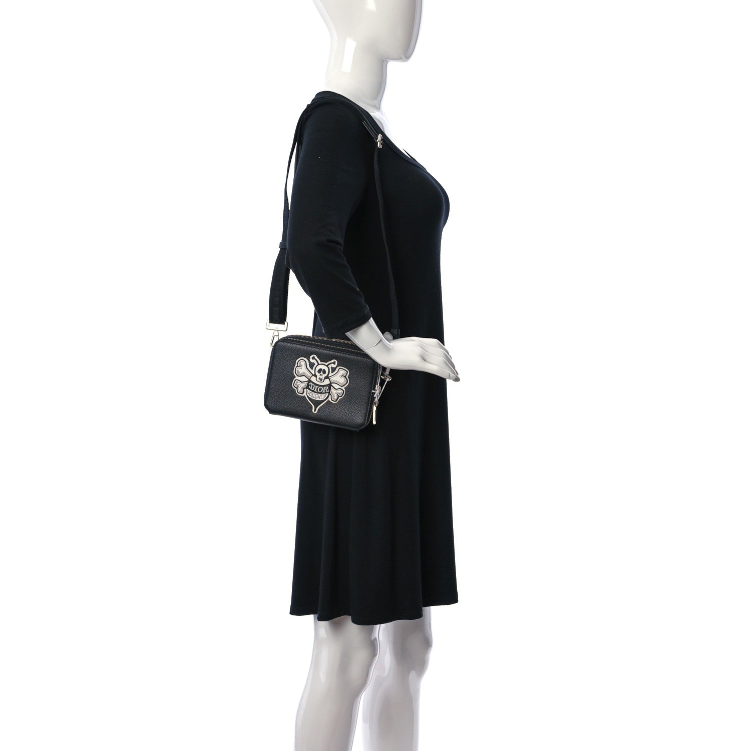Christian Dior X SHAWN STUSSY Grained Calfskin Double Zip Crossbody Pouch Black 2 of 11
