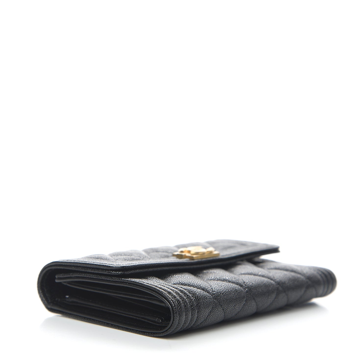 Caviar Quilted Medium Boy Flap Wallet Black