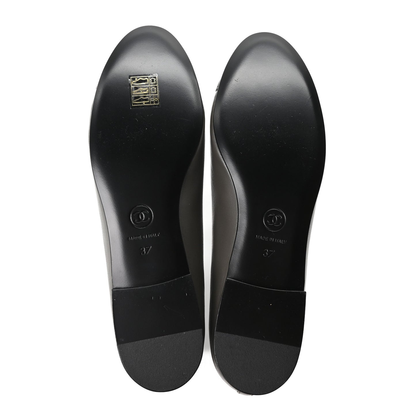 Lambskin Cap Toe CC Ballerina Flats 37 Dark Grey