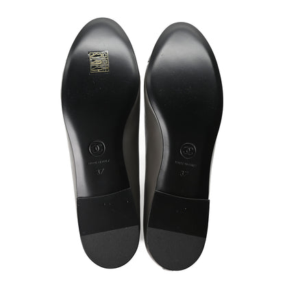 Chanel Lambskin Cap Toe CC Ballerina Flats 37 Dark Grey 6 of 10