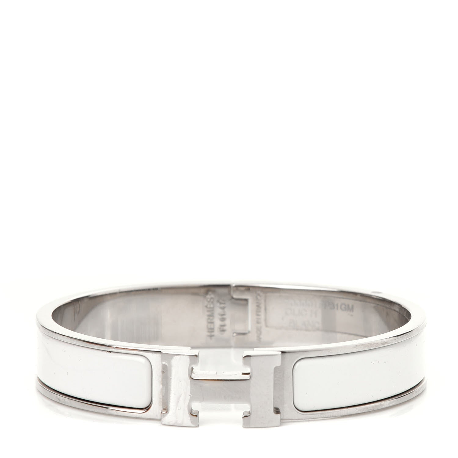 Hermes Enamel Narrow Clic Clac H Bracelet GM White 1 of 3