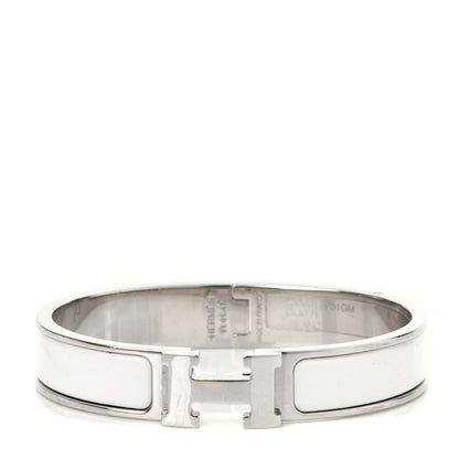 Hermes Enamel Narrow Clic Clac H Bracelet GM White 1 of 3