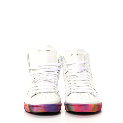 Saint Laurent Calfskin Mens Signature Court Classic SL/10H High Top Sneakers 42.5 Off White Multicolor Tie-Dye 2 of 8