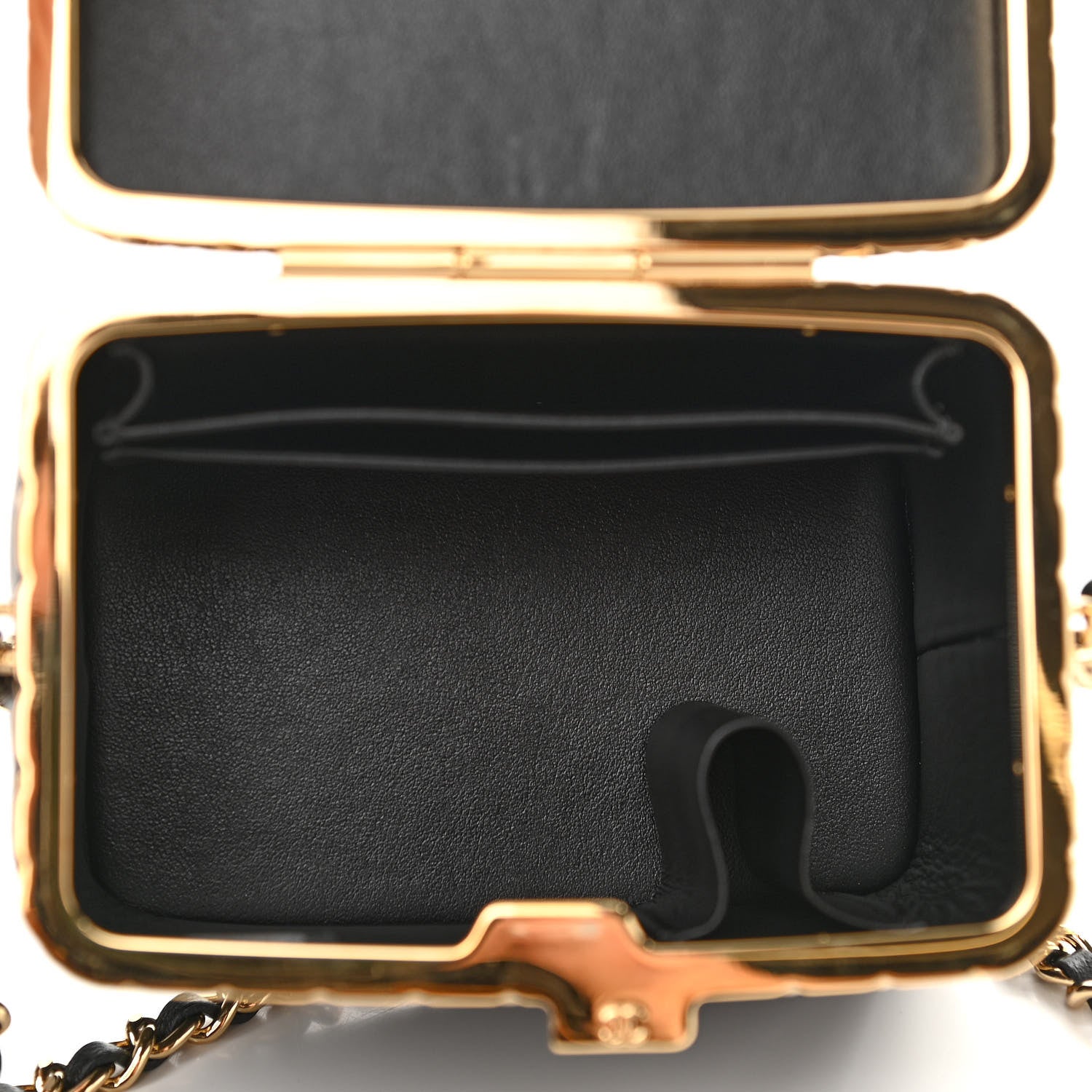 Chanel Metal Lambskin Quilted Small Vanity With Chain Black 5 of 11