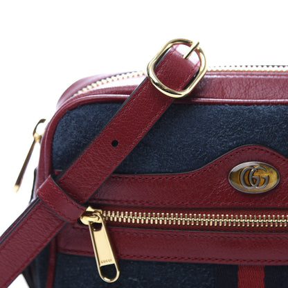 Gucci Suede Calfskin Web Mini Ophidia Shoulder Bag New Blue Romantic Cherry 11 of 12