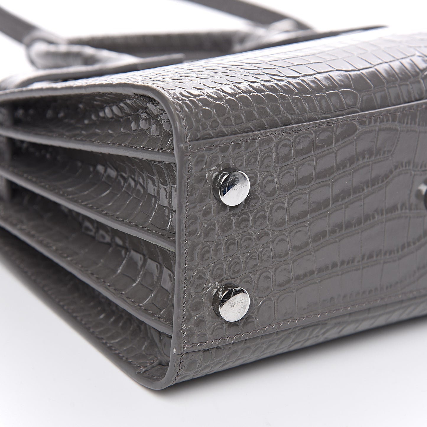Calfskin Crocodile Embossed Nano Sac De Jour Fog