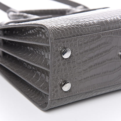 Saint Laurent Calfskin Crocodile Embossed Nano Sac De Jour Fog 8 of 9