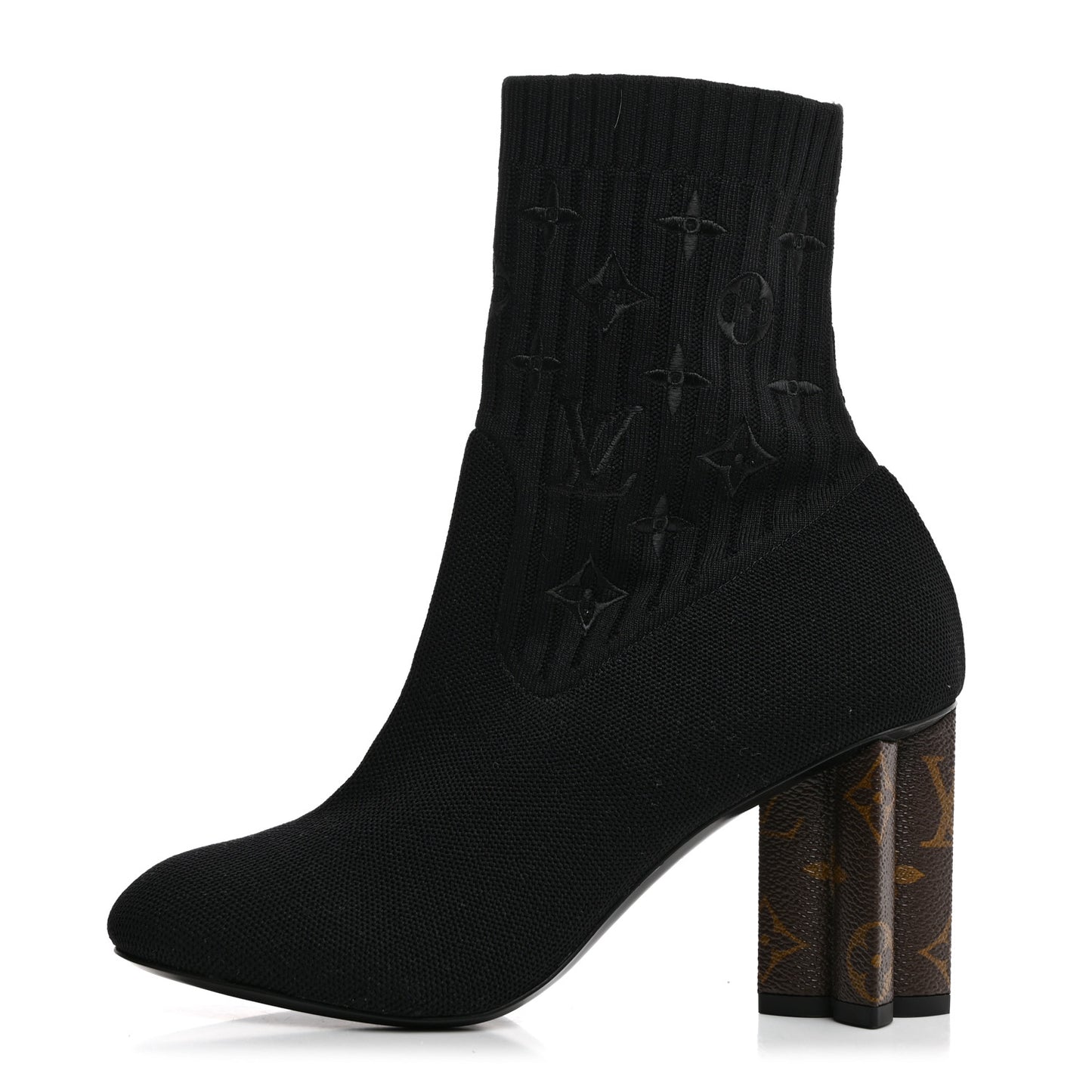Monogram Stretch Fabric Silhouette Ankle Boots 37 Black