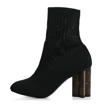 Louis Vuitton Monogram Stretch Fabric Silhouette Ankle Boots 37 Black 1 of 7