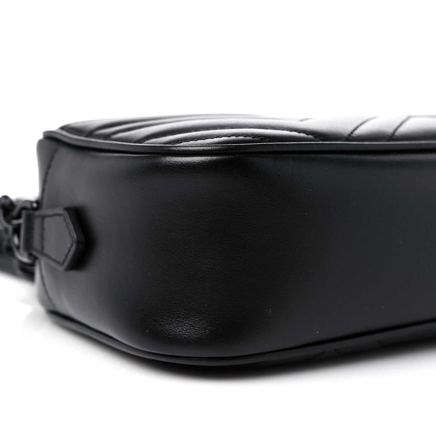 Calfskin Matelasse Monochrome Small GG Marmont Chain Shoulder Bag Black