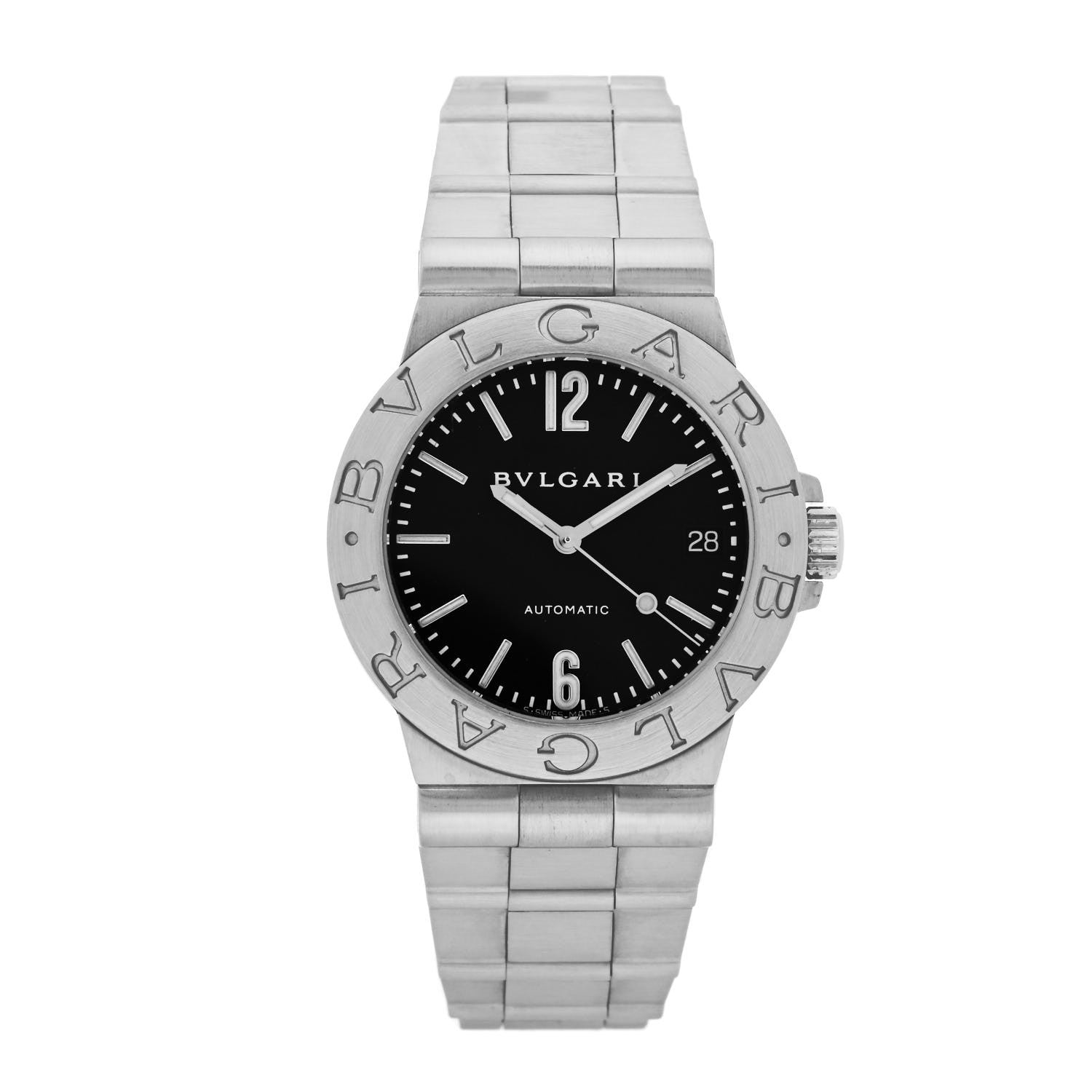 Bulgari Stainless Steel 35mm Diagono Automatic Watch Black 1 of 4