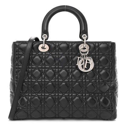 Christian Dior Lambskin Cannage Large Lady Dior Black 1 of 14