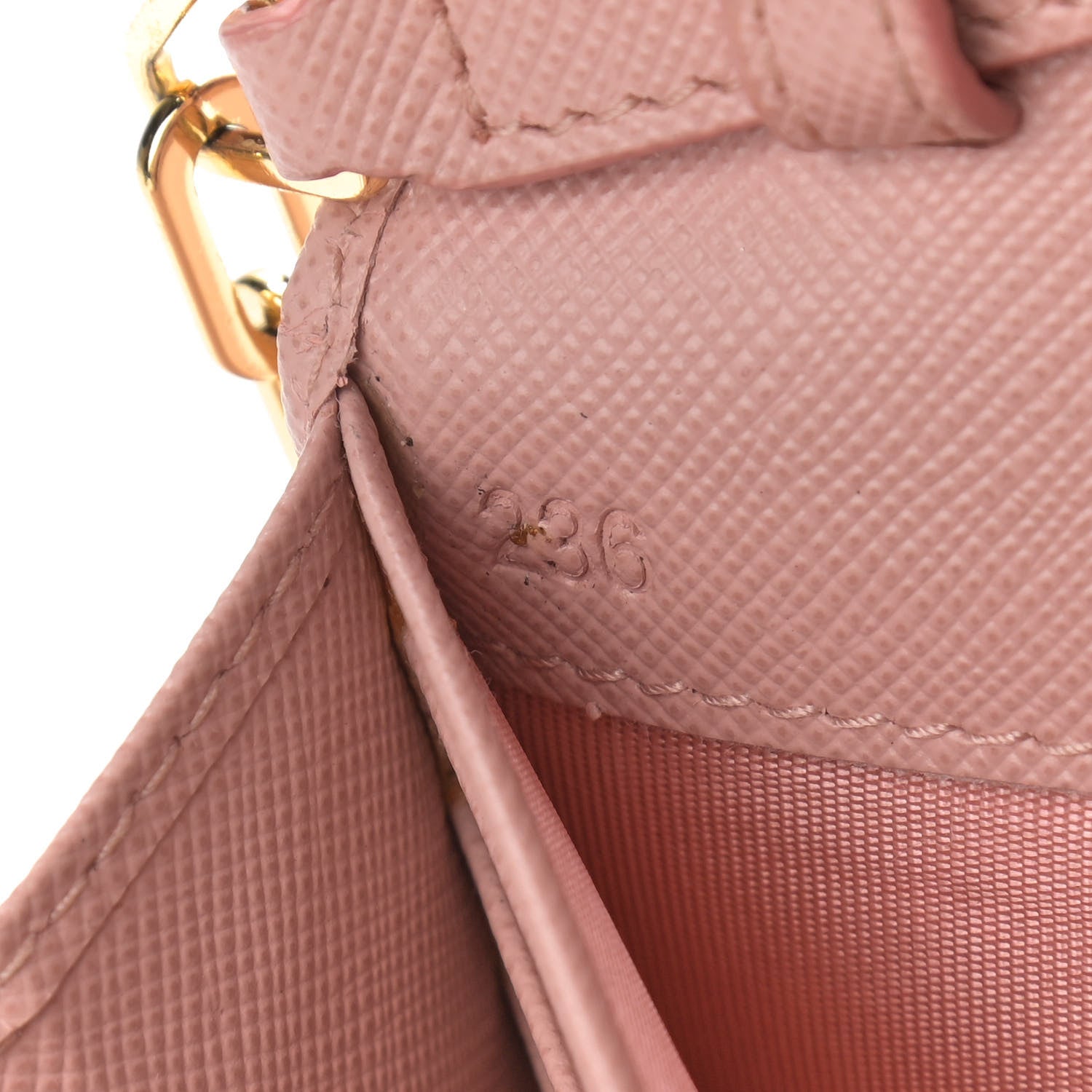 Prada Saffiano Metal Oro Chain Wallet Orchidea 6 of 8