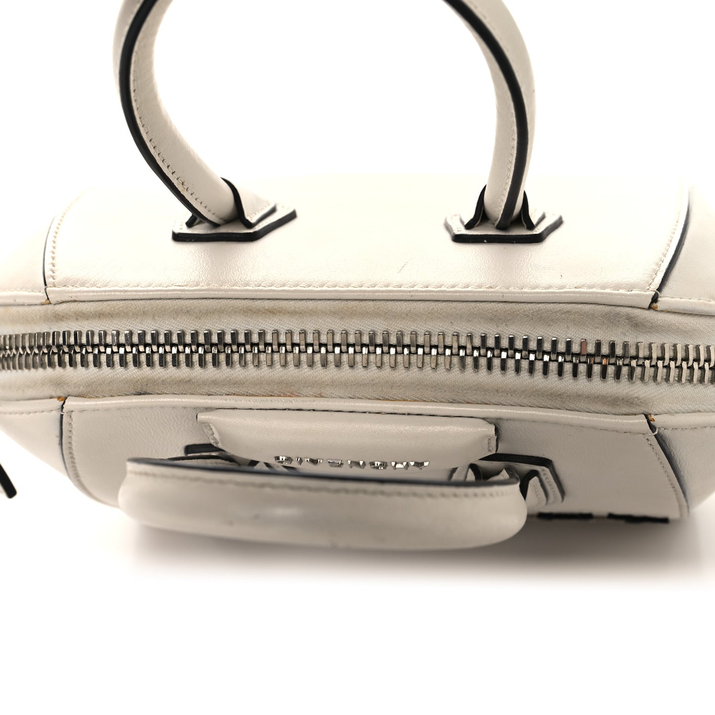 Calfskin Signature Logo Mini Antigona White