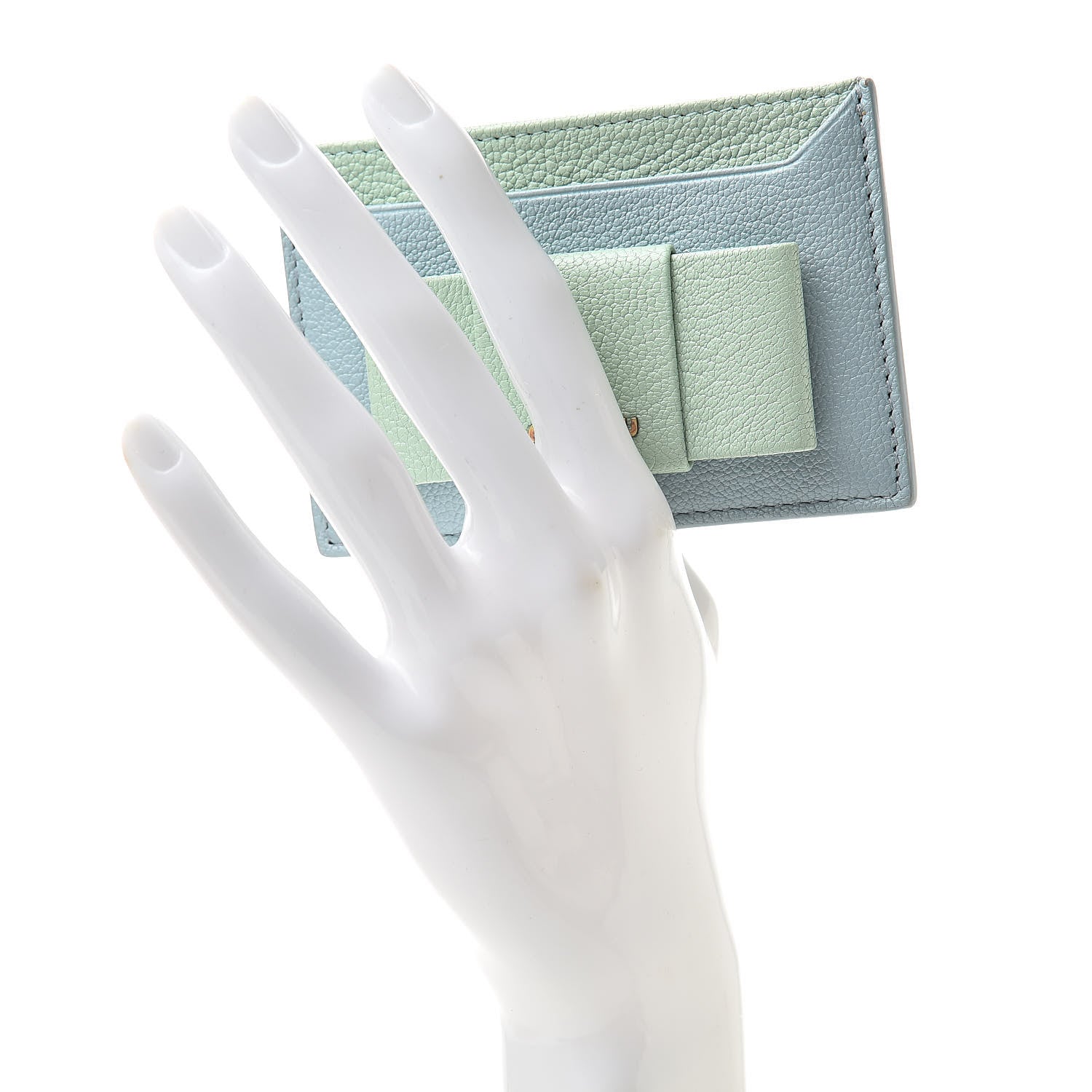 Miu Miu Goatskin Madras Card Case Lago Rugiada 2 of 9