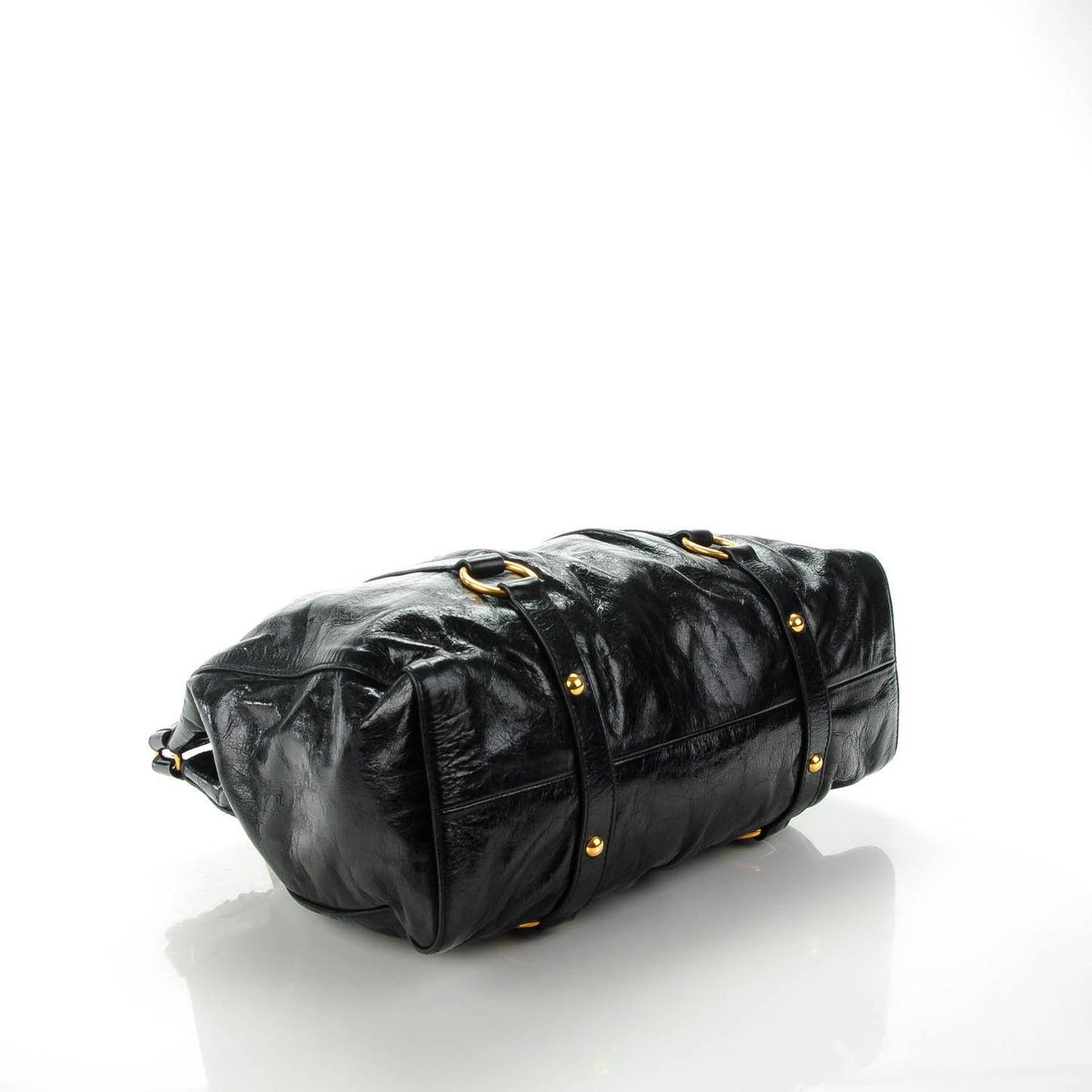 Vitello Lux Gathered Tote Black