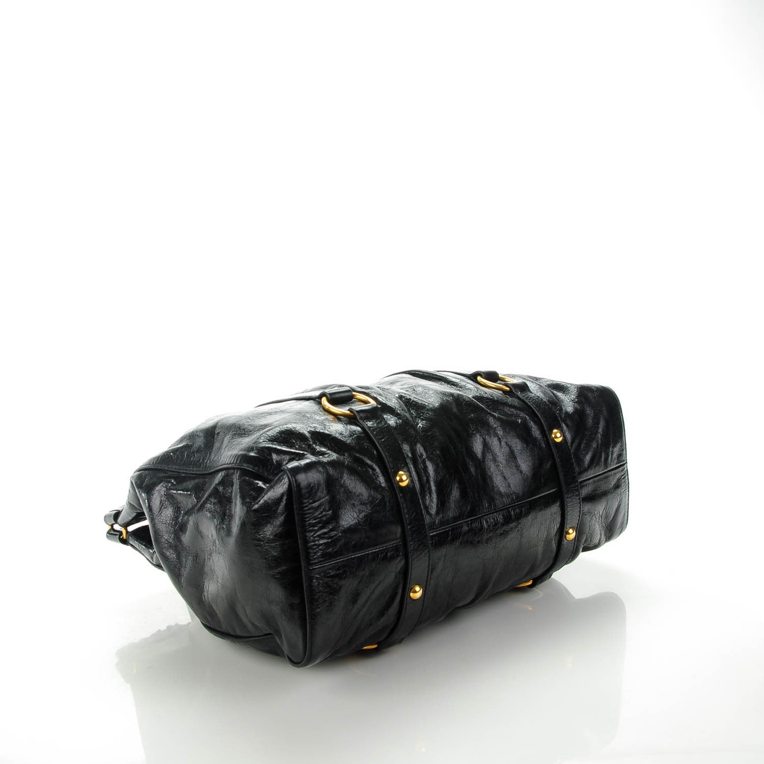 Miu Miu Vitello Lux Gathered Tote Black 4 of 8