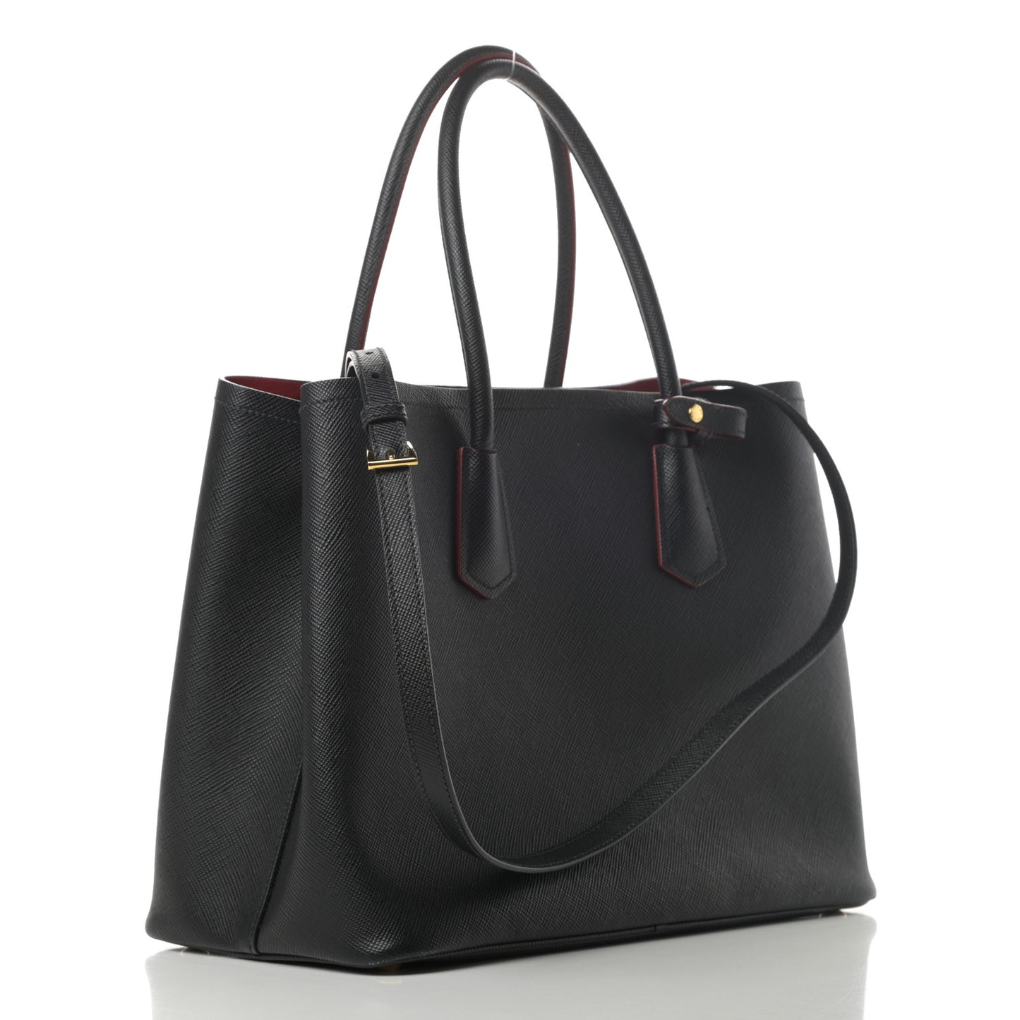 Saffiano Cuir Large Double Bag Black Fuoco