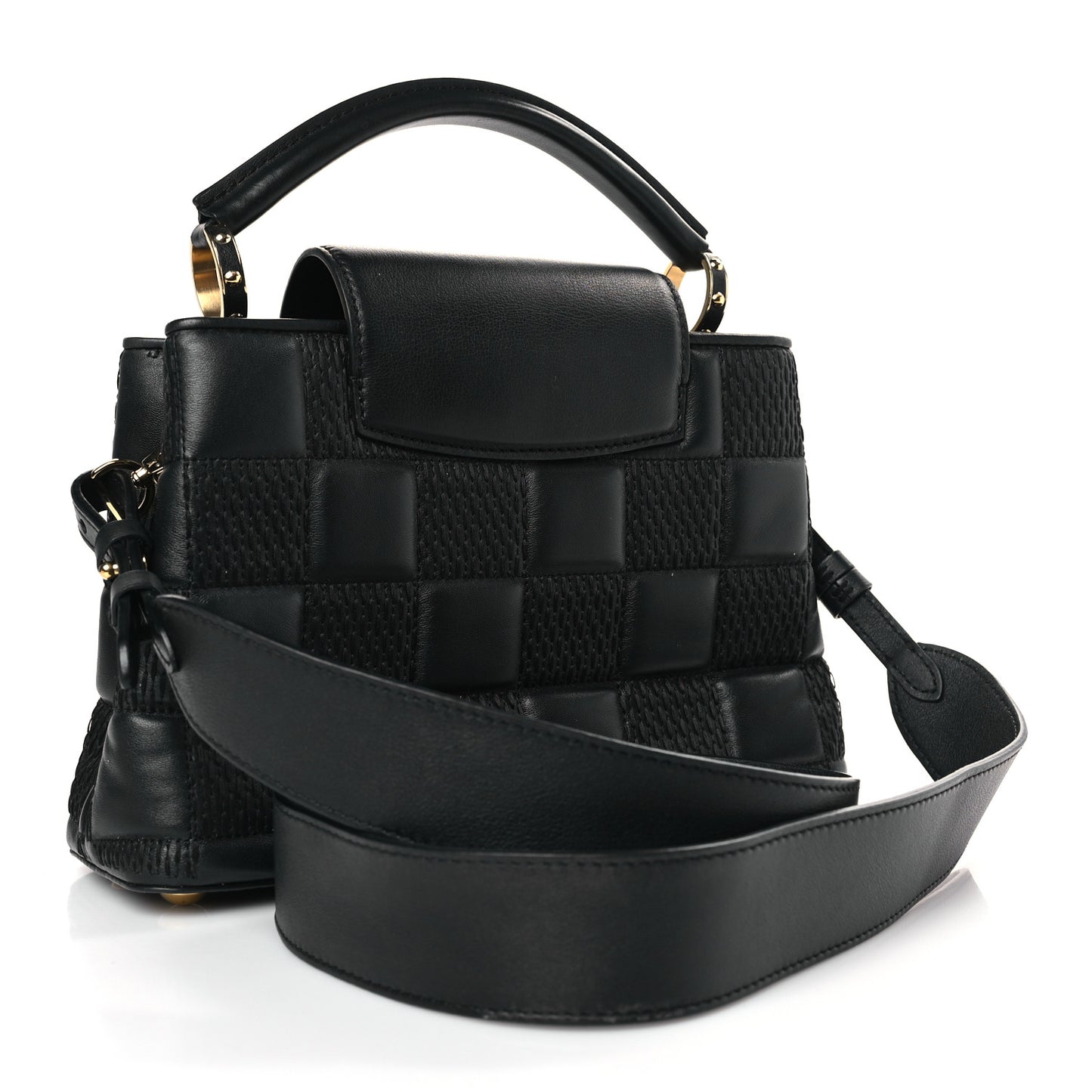 Lambskin Damier Quilt Capucines BB Matte Black